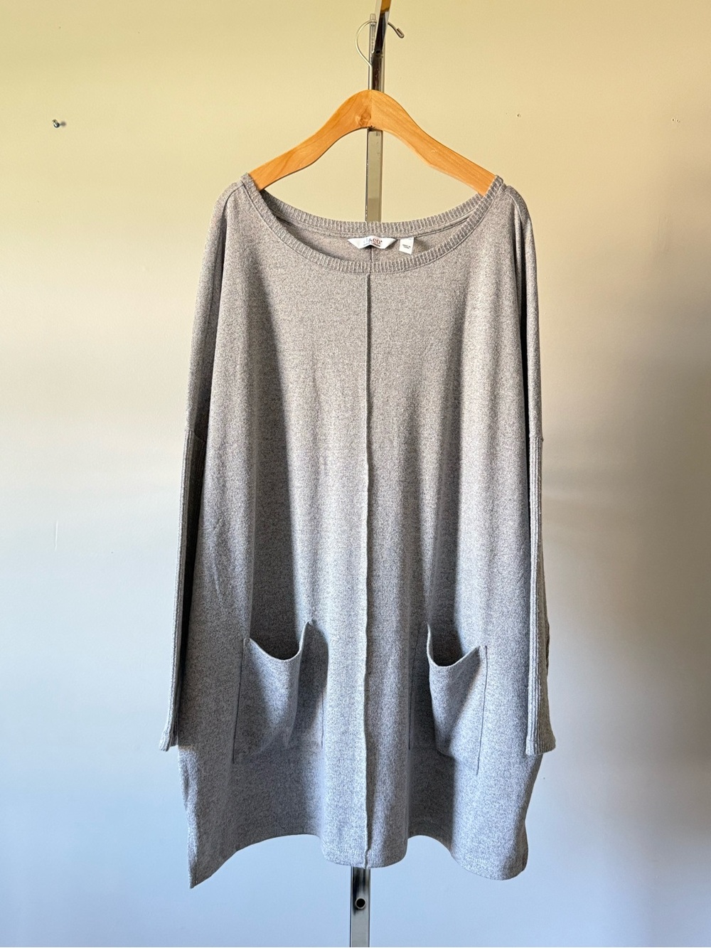 Denim & Co. Heather Gray Boatneck Tunic Top XL